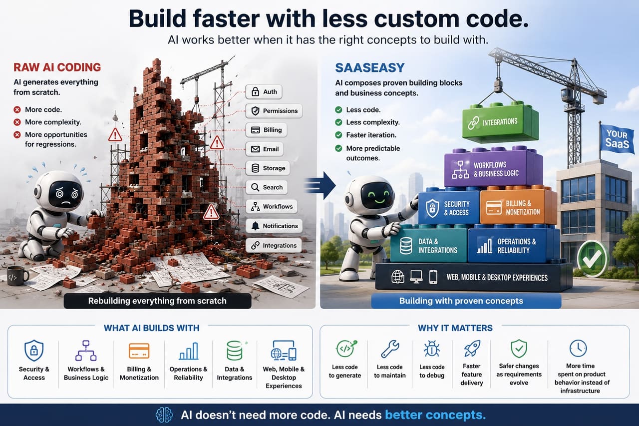 SaaSEasy building faster with proven software foundations and less generated code