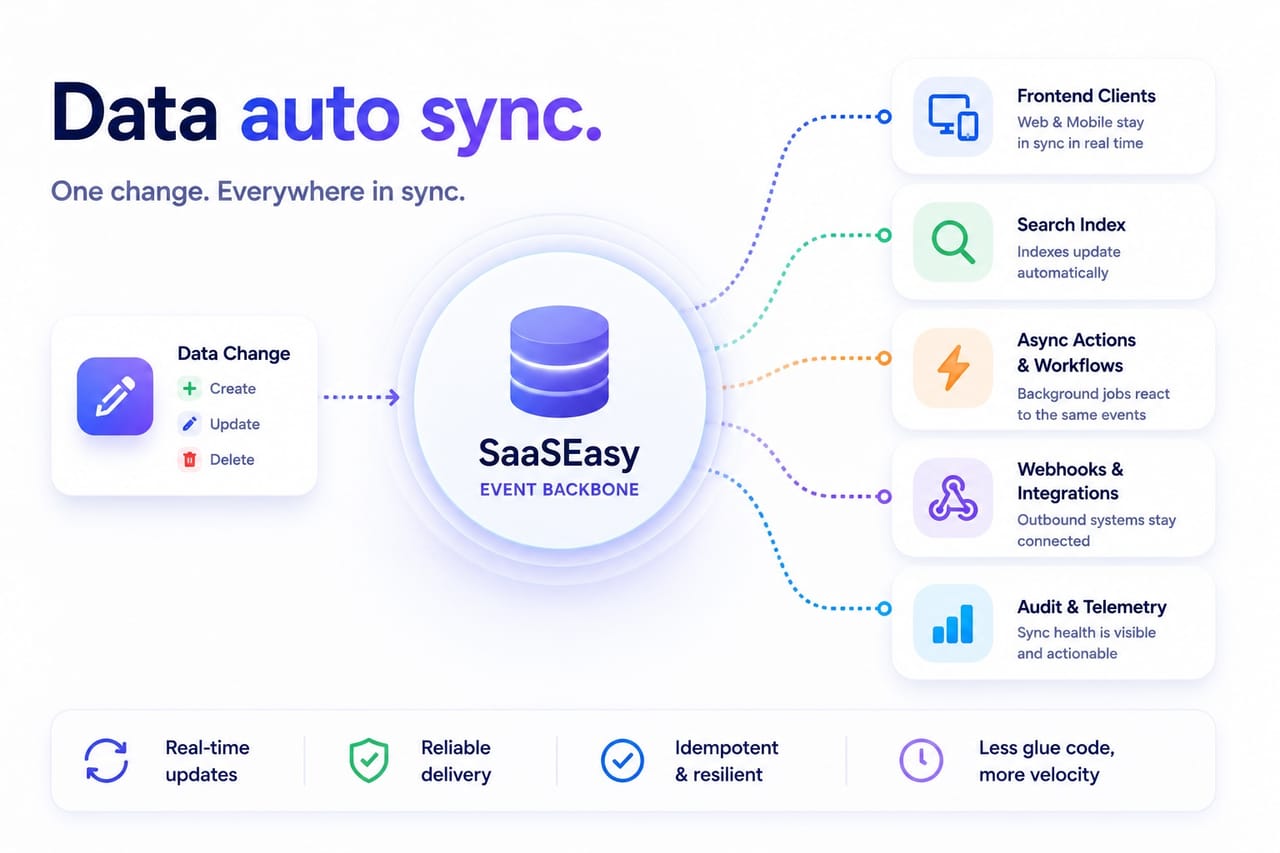 Data auto sync keeping frontend backend search integrations workflows and notifications aligned